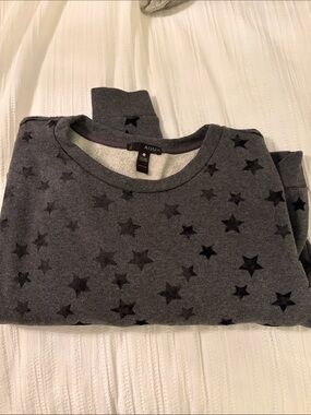 Aqua Charcoal Gray Star-Print Crewneck Sweatshirt